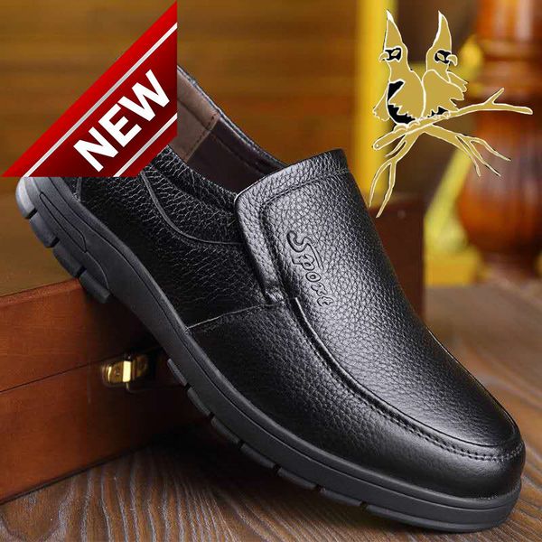 

cukckalv middle aged and elderly business dad's leather casual men's shoes, Black