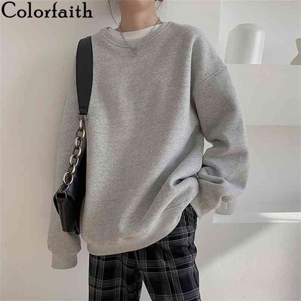 

autumn winter women sweatshirts crewneck harajuku pullovers oversized korean pop jumper girls ss8 210427, Black;gray