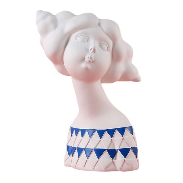 

party favor european white cotton candy girl resin sculpture living room wine cabinet decor crafts art portrait bust statue home decoration