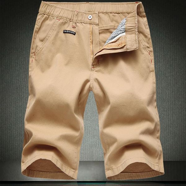 

men's shorts summer big male casual cargo slim cotton elastic waist straight knee-length short trousers size 30-48, White;black