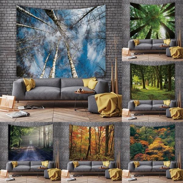 

tapestries forest misty woods scenery tapestry home decoration wall cloth simple large size