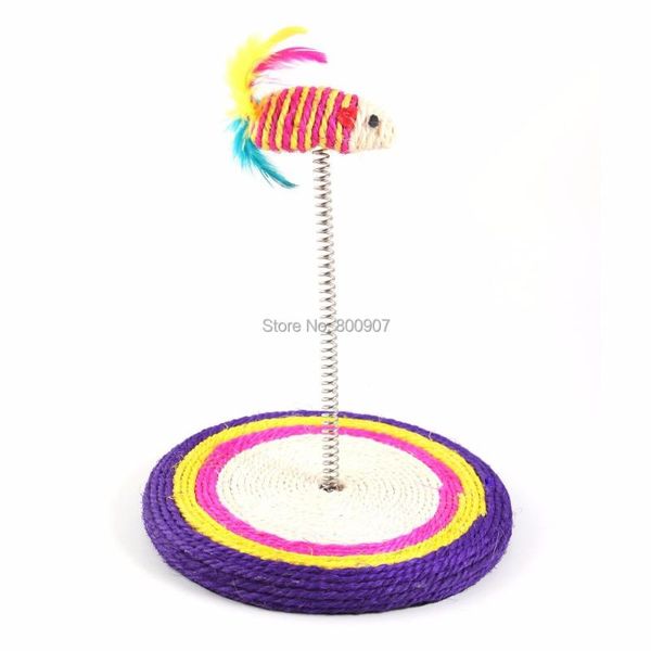 

colorful sisal pad base coil spring mouse style cat toy scratch color random toys