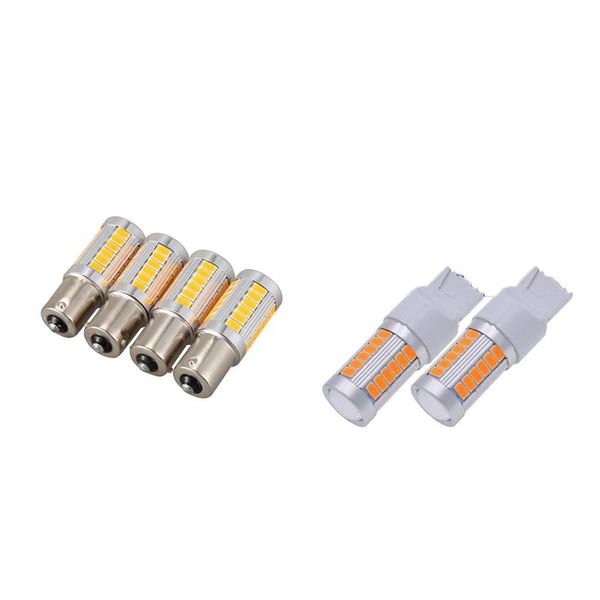 

emergency lights 2pcs 7440 led bulbs 900 lumens turn signals light with 4pcs bau15s py21w 33smd car brake reverse signal bulb