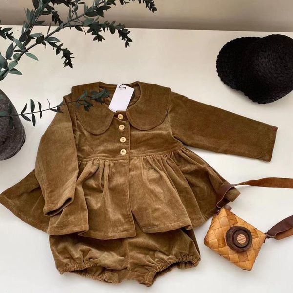 

clothing sets 2021 winter children's suit brown kahaki fashion baby girls set brand toddler casual 3 4 6 8 10 12y, White