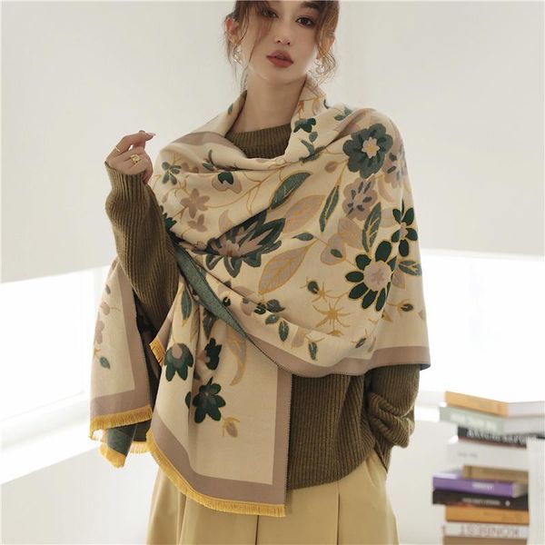

scarves cashmere shawls elegant thick blanket long women warm wraps winter scarf bufanda ladies pashmina hijab echarpe 2021, Blue;gray