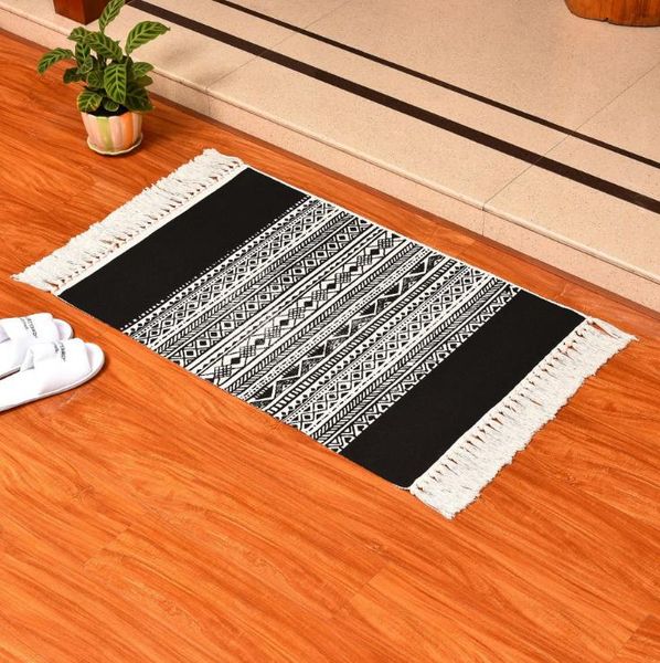 

carpets black india style cotton tassel soft door mat for living room bedroom kid rugs table floor