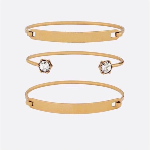 

bangle letter ring bracelet brass material retro avant-garde beauty mandatory three split fashion jewelry, Black