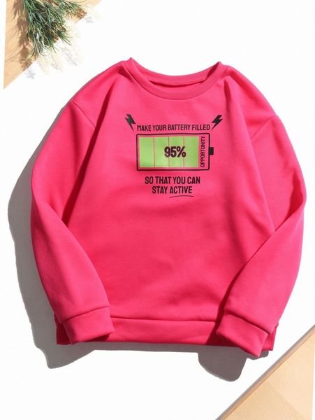 

slogan graphic thermal lined sweatshirt 01me#, White;black