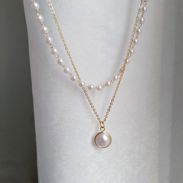 

pendant necklaces fashion chain pearl necklace for women baroque metal charm pendants choker bead jewelry gifts, Silver