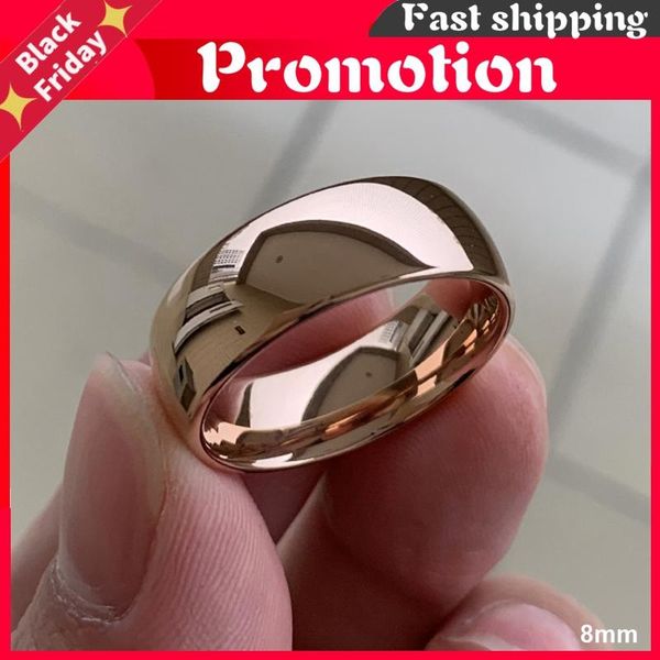 

wedding rings classic rose gold tungsten ring for women men carbide engagement band dome polished finish 8mm 6mm, Slivery;golden