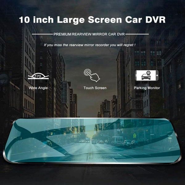 

car rear view cameras& parking sensors 10 inch ips touch screen streaming dash camera fhd 1080p video recorder dual lens with