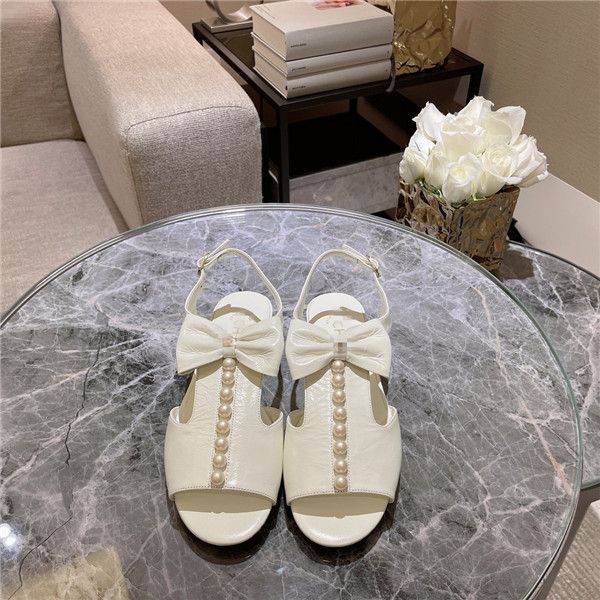 

luxury designer summer sandals beach casual shoes leather women's high-end eye-catching pearl embellished gglvcdmcm&#, Black