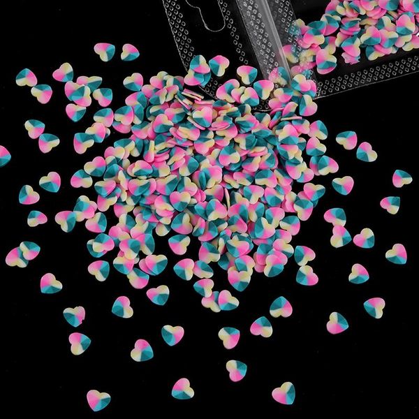 

nail art decorations 3d love heart diy design tiny slices decoration acrylic beauty polymer clay valentine gift accessory manicure tool, Silver;gold