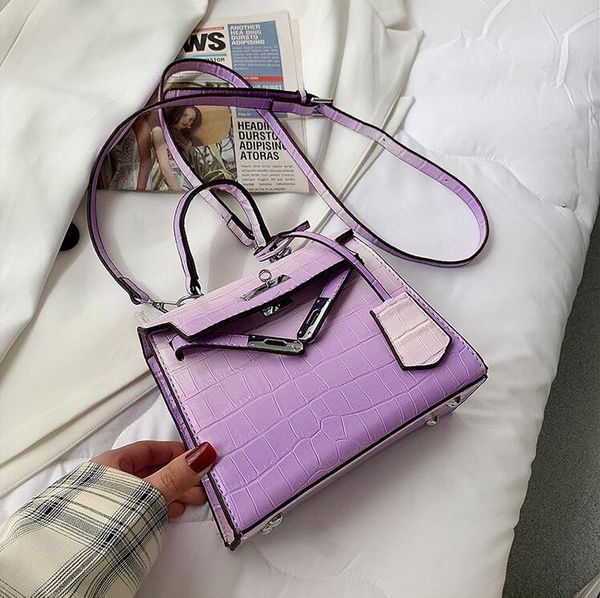 

factory wholesale women handbag summer embossed leather shoulder bag street stone small square bags elegant atmosphere alligator handbags, Black;red