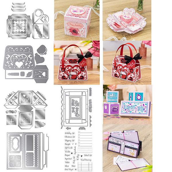 Pop-Up Confetti Cube Confetti Box Ultimate Organizer Explodierende Handtasche Box Schneideformen Für DIY Scrapbooking Card Craft 210702