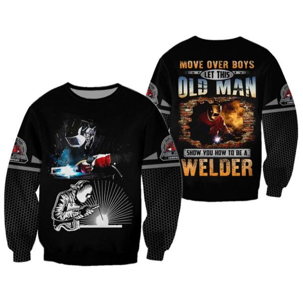 

welded men's 3d printed hoodie visual impact party punk gothic round neck american sweater hoodie, Black