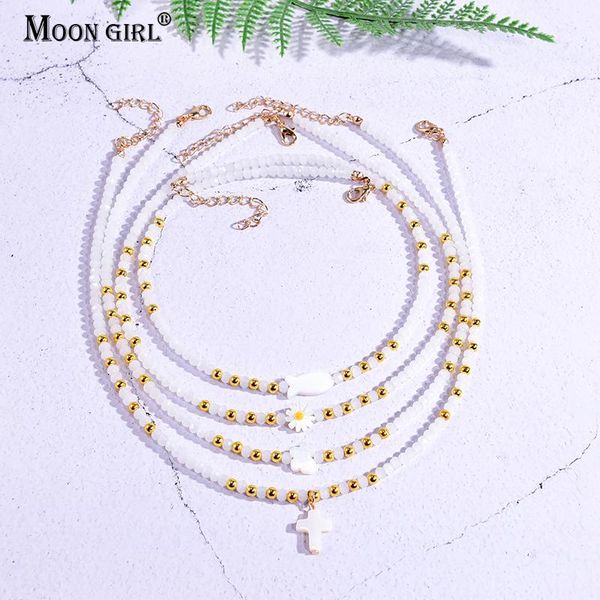 

chains natural shell butterfly choker cross fish daisy fashion pendant chain necklace crystal jewelry boho streetwear collier femme, Silver