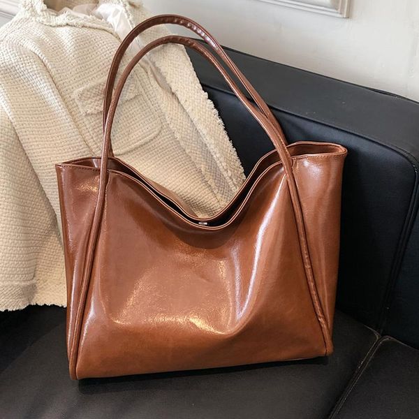 

evening bags big pu leather tote for women 2021 winter designer travel handbag ladies solid color shoulder bag large female shopping
