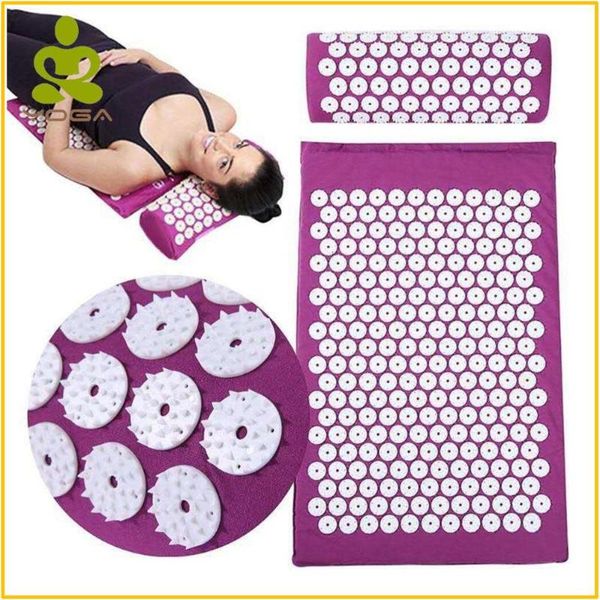 

massager cushion with pillow massage yoga mat set for stress relieve back body pain spike acupuncture 2 pcs mats