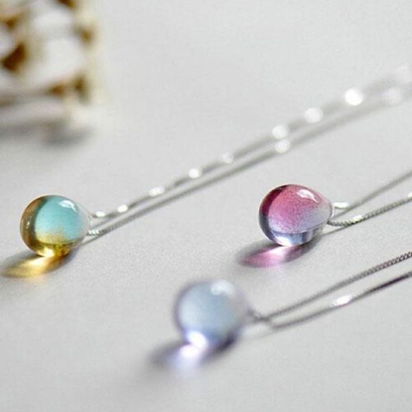 

mermaid's tears necklace ocean sea invisible transparent fishing line short chain beach pendants, Silver