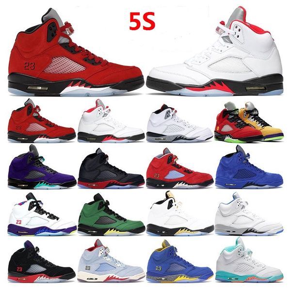 

2021 mens basketball shoes 5s jumpman 5 raging red hyper royal white cement alternate grape 3 sports sneakers trainers outdoor fashion size