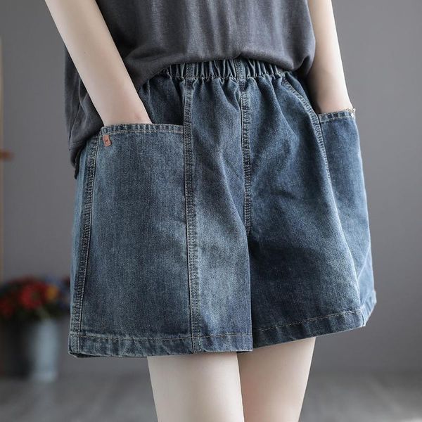 

women's shorts 2021 summer denim shorts, loose pockets, thin, wild wide-legged elastic waist women, White;black
