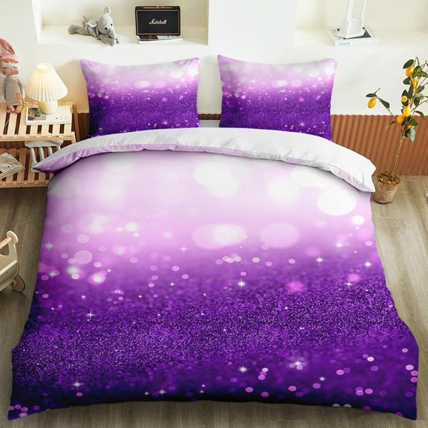 

bedding sets cean colorful glitter quicksand set 2/3 pcs duvet cover pillowcase fluid painting art chic bed king  size