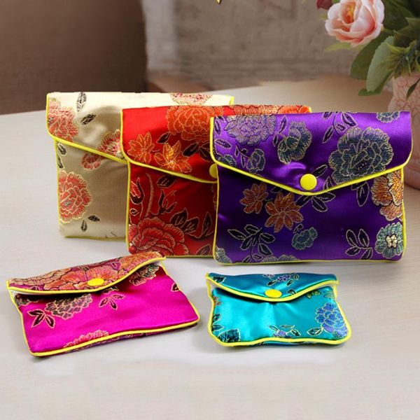 

embroidery storage bag for cosmetic lipstick fragrance jewelry container snap-fastener bags coin case holder