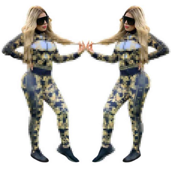 

women's tracksuits european and american new digital printed two piece sets and pencil pants casual sweatsuit set rga5, Gray