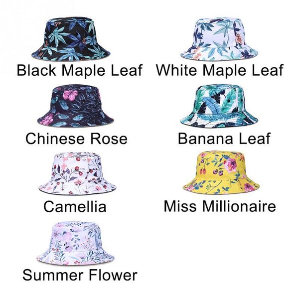 

women fisherman suncare bucket hat summer cute sunhat travel beach foldable cap fashion floral print outdoor casual round wide brim hats, Blue;gray