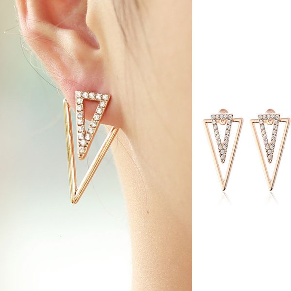 

creative new earrings alloy triangle drill front and rear earrings, Golden