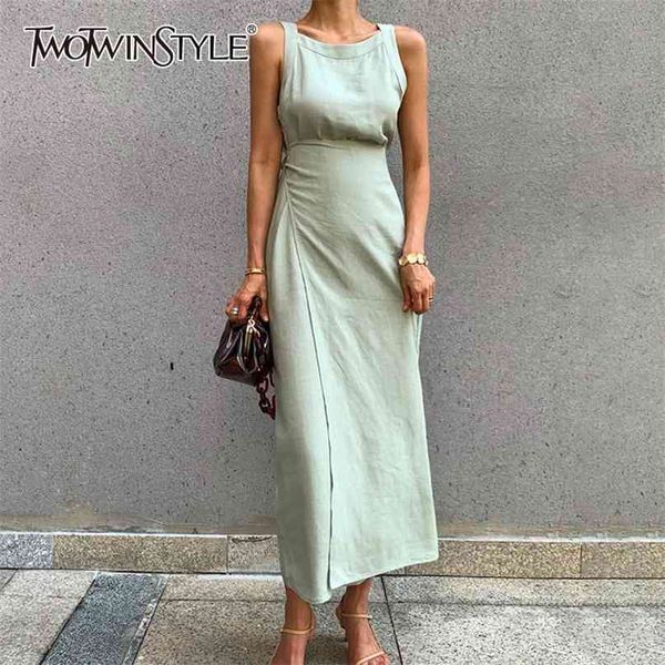 

elegant sleeveless dress for women o neck off shoulder high waist bandage midi dresses female fashion clothing 210520, Black;gray