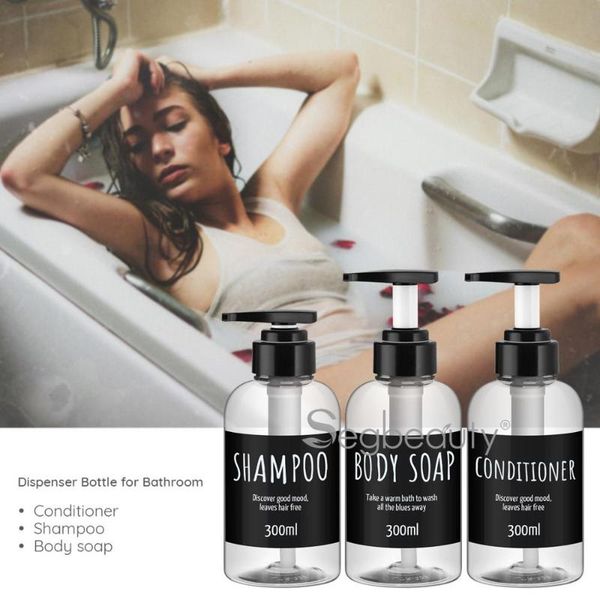 

storage bottles & jars segbeauty 3pcs 300ml 500ml soap dispenser bottle bathroom shampoo large-capacity press type lotion body set