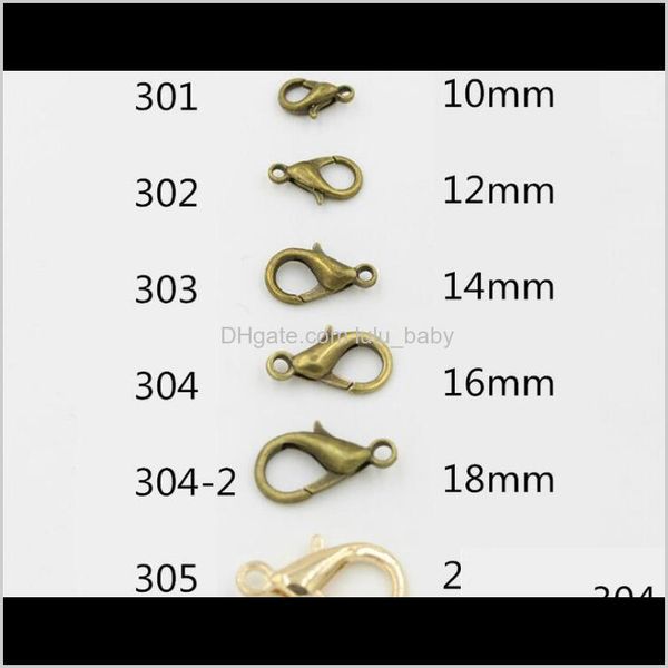 

findings components drop delivery 2021 wholesale 1000pcs imitation rhodium plated 10mm 12mm 14mm 16mm 18mm 21mm 2m 24mm zinc alloy lobster c