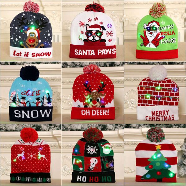 

hat christmas children knitted wool colorful luminous knitted, Blue;gray