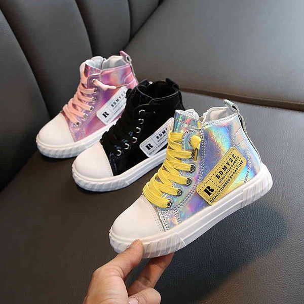 

sports shoes 2021 autumn children's high board girls' boys' korean version of middle and large light, Black