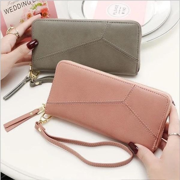 

wallets day rhombus zipper large capacity mobile phone bag clutch wrist strap long women's wallet, Red;black