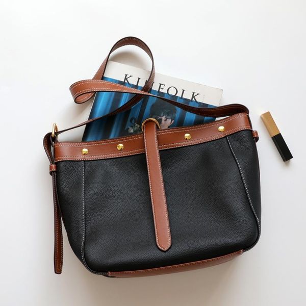 

evening bags 2021 cowhide tote bag bucket shoulder messenger portable casual retro commuter purses and handbags luxury designer