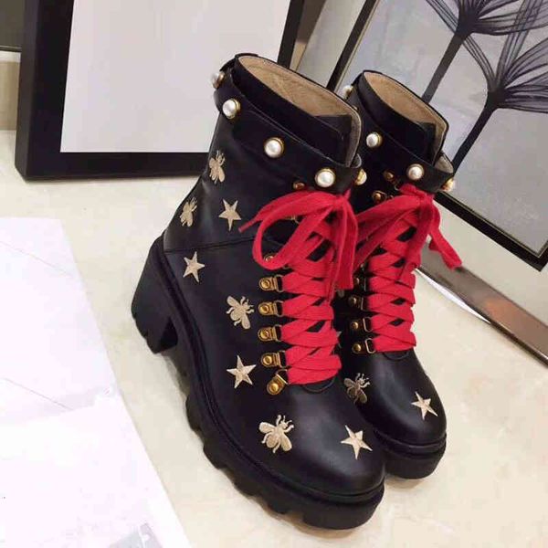 

boots women's boots, women's shoes, luxury brand, bee and star design, leather, 9ci8, Black
