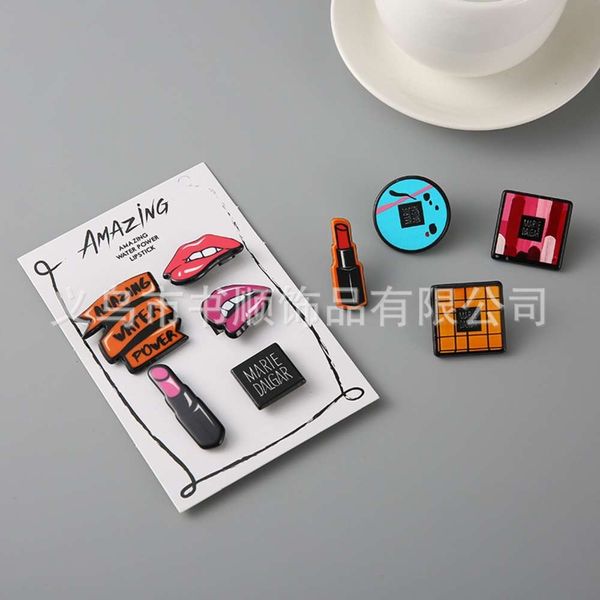 

acrylic plate lipstick badge lips brooch clothing accessories can be, Gray