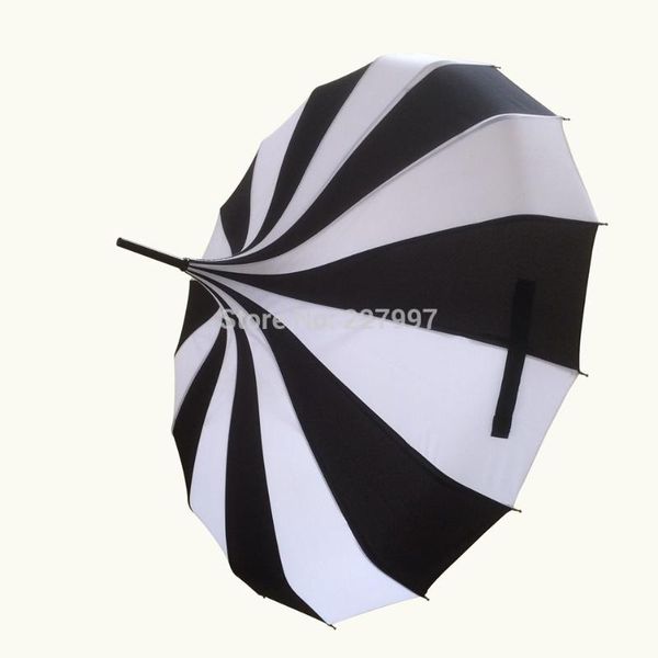 

umbrellas 10pcs/lot pagoda umbrella victorian wedding straight with black and white stripe colors