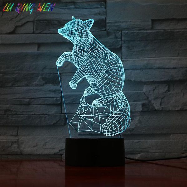 

night lights animal 3d led light raccoon desk lamp bedside birthday holiday gift atmosphere drop 2021 baby