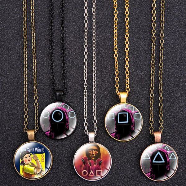 

pendant necklaces squid game necklace korean drama time gemstone, Silver