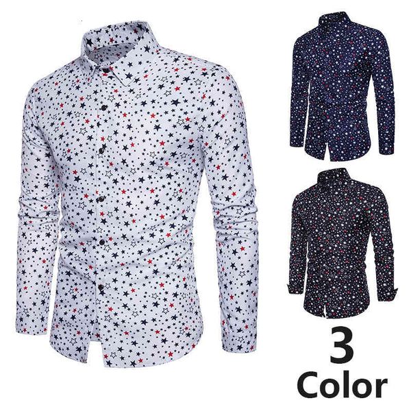 

long male turn down collar single cardigan shirt with five-pointed superstar thin, White;black