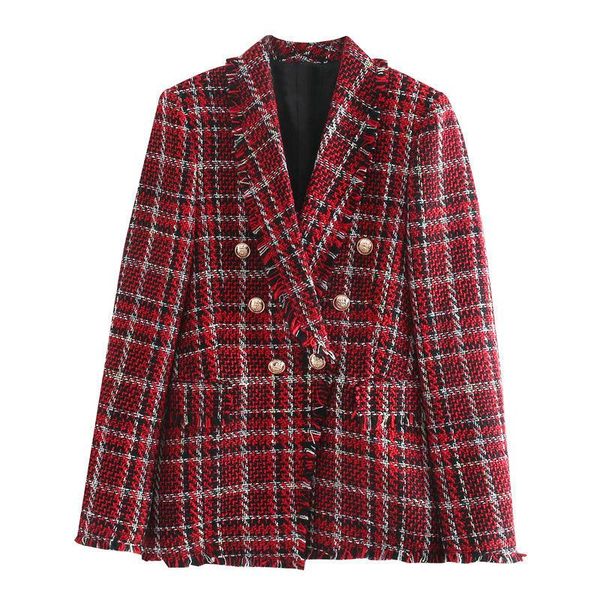 

wenqing womens casual loose double breast plaid soft tweed suits checked overshirt shackets shirt jackets outerwear women's, Black;brown