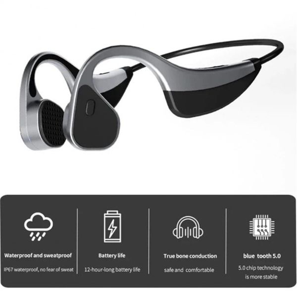 K8 Bone Conduction Fones de ouvido Bluetooth-compatíveis com fones de ouvido executando fone de ouvido sem fio à prova d'água para condução de ciclismo