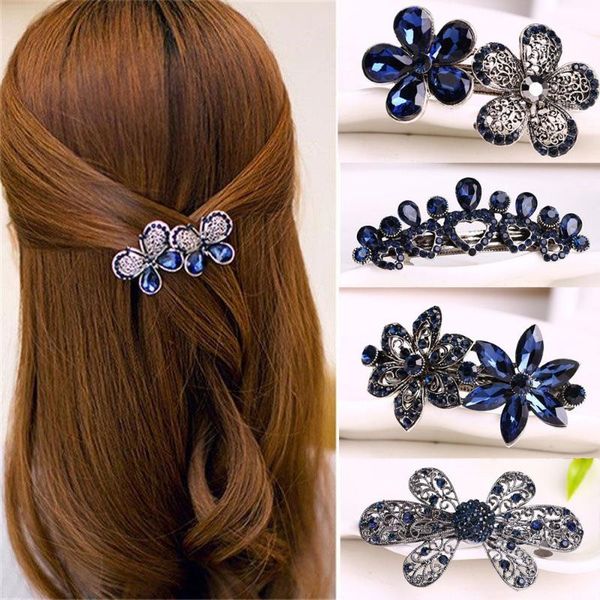 

hair accessories 1 pc fashion women's crystal butterfly hairpin vintage rhinestone flower pin clip styling, Slivery;white