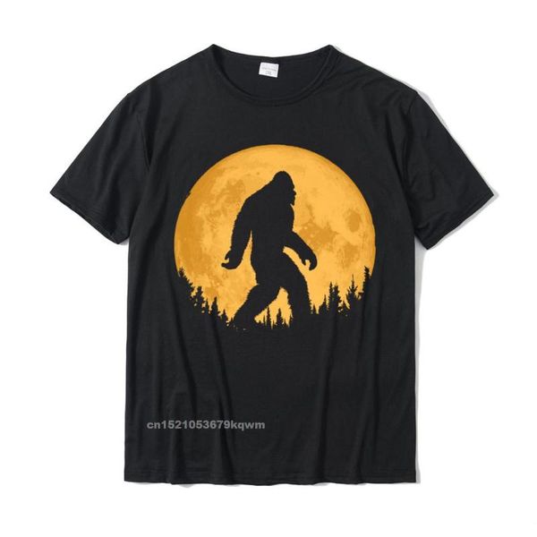 

men's t-shirts bigfoot night minimalist full moon trees sasquatch short sleeve t-shirt plain boy cotton & tees funny, White;black