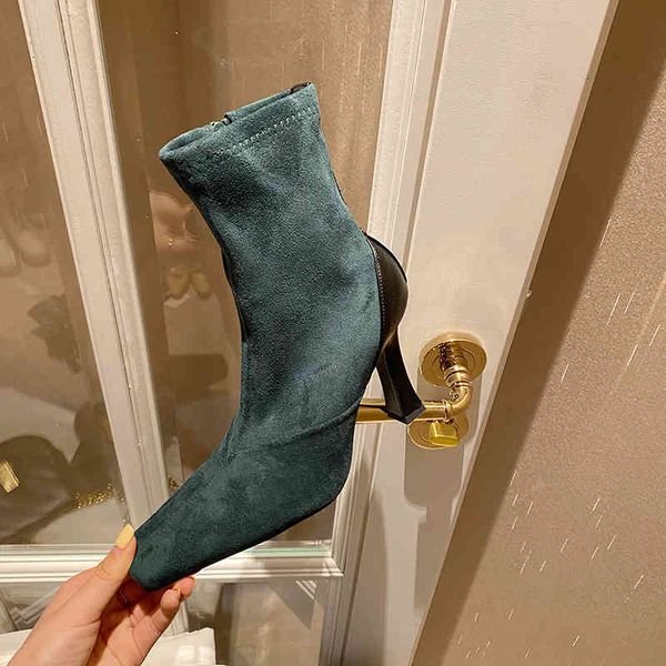 

sandals autumn ankle womens boots fashion square toe stiletto high heels ladies shoes booties zipper woman 7k9b, Black