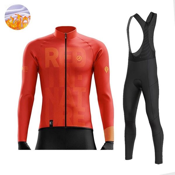 

racing sets atika winter cycling clothing thermal men's jersey set outdoor long sleeve mtb riding bike bib pants, Black;blue